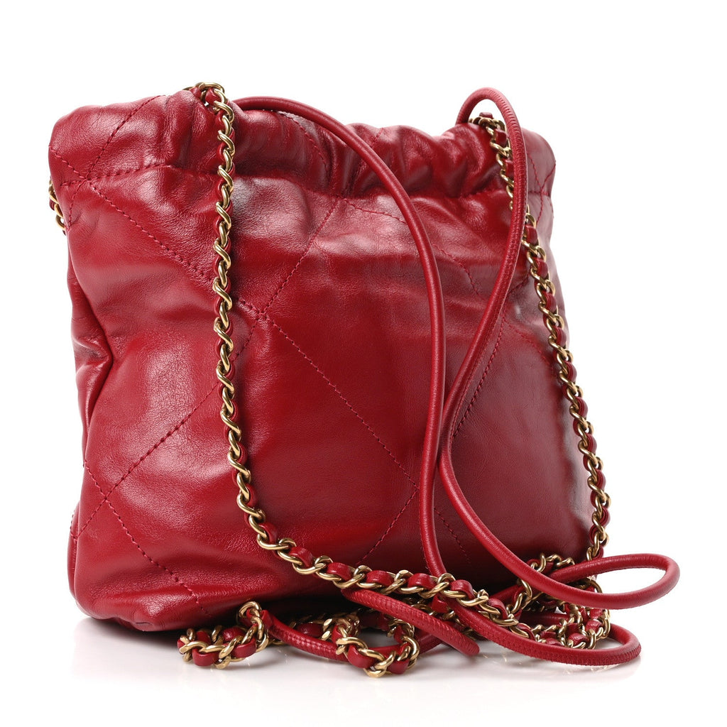 Chanel Shiny Calfskin Quilted Mini Chanel 22 Red