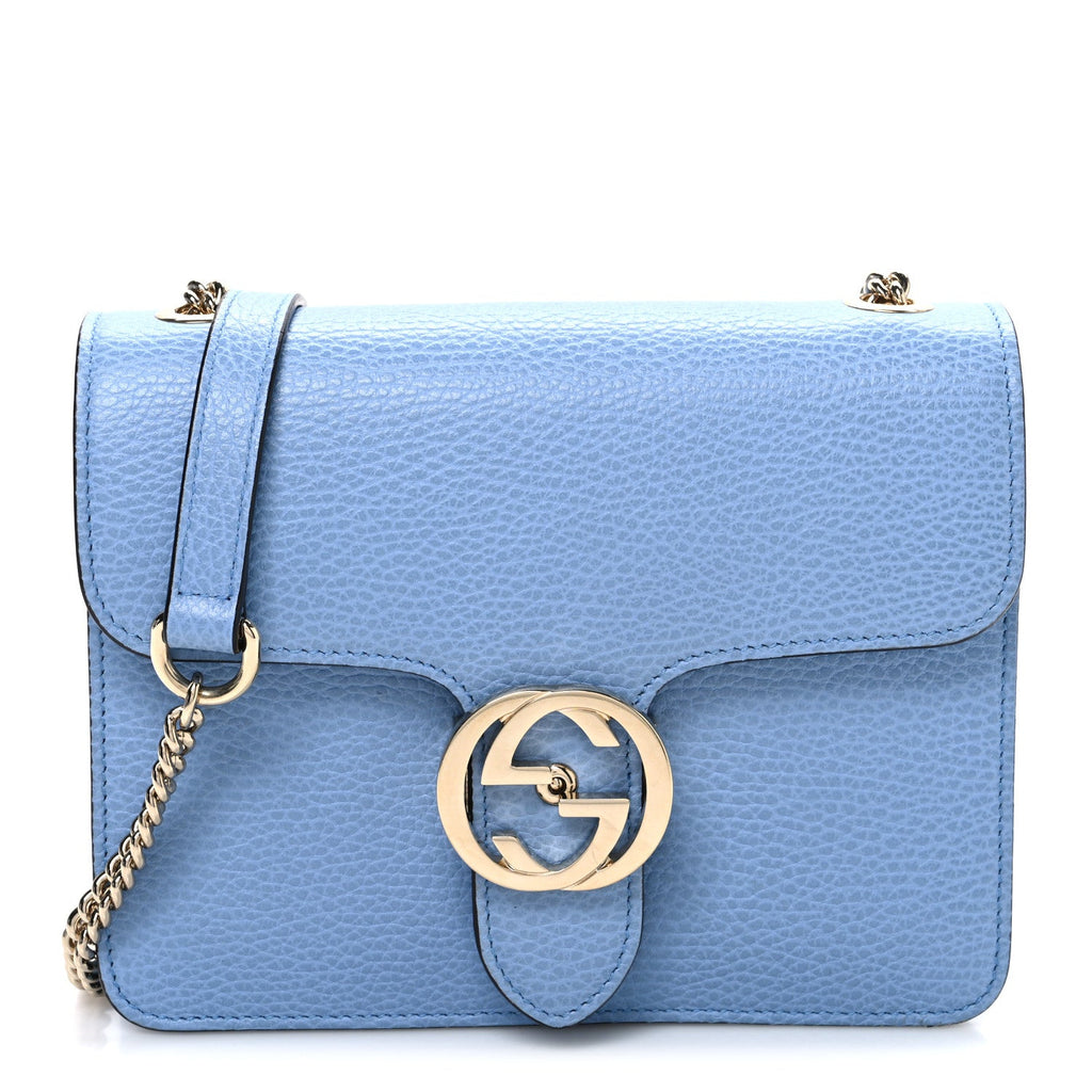 Gucci Dollar Calfskin Small Interlocking G Shoulder Bag Mineral Blue
