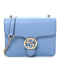 Gucci Dollar Calfskin Small Interlocking G Shoulder Bag Mineral Blue
