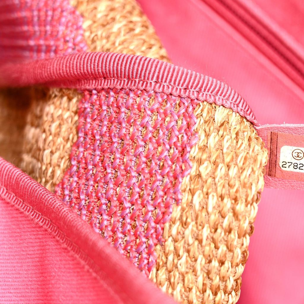 Chanel Mixed Fibers Large Shopping Bag Pink Beige