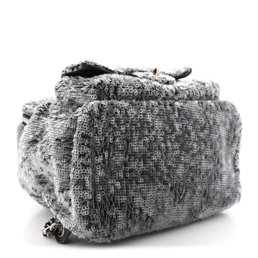 Chanel Sequin Waterfall Backpack Grey