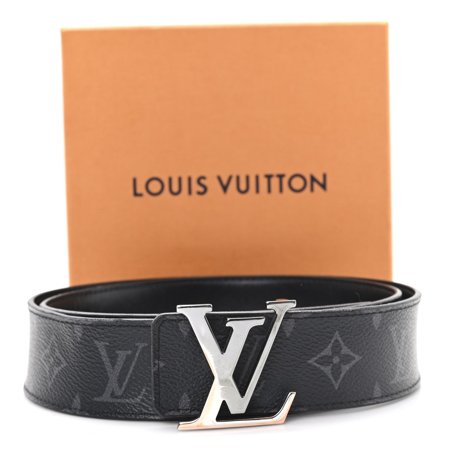 Louis Vuitton Monogram Eclipse Taigarama 40mm LV Initiales Reversible Belt 95 38 95 38 Black