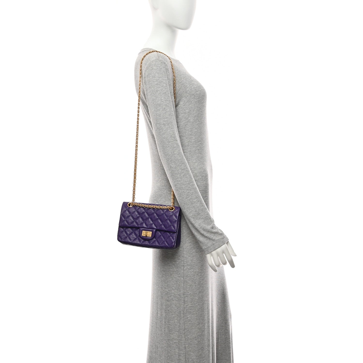 Chanel Aged Calfskin Quilted 2.55 Reissue Mini Flap Purple