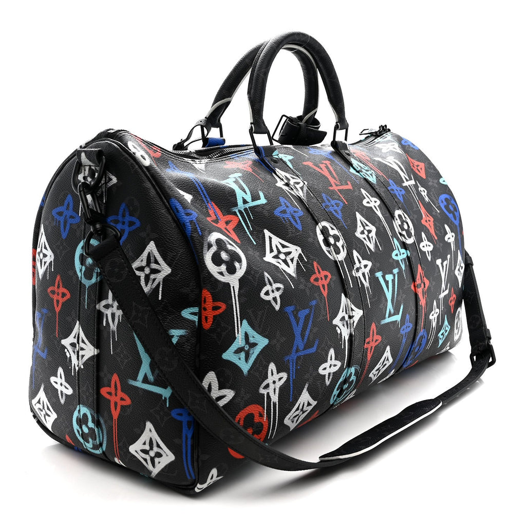 Louis Vuitton Monogram Eclipse LV Graffiti Keepall Bandouliere 50 Multicolor