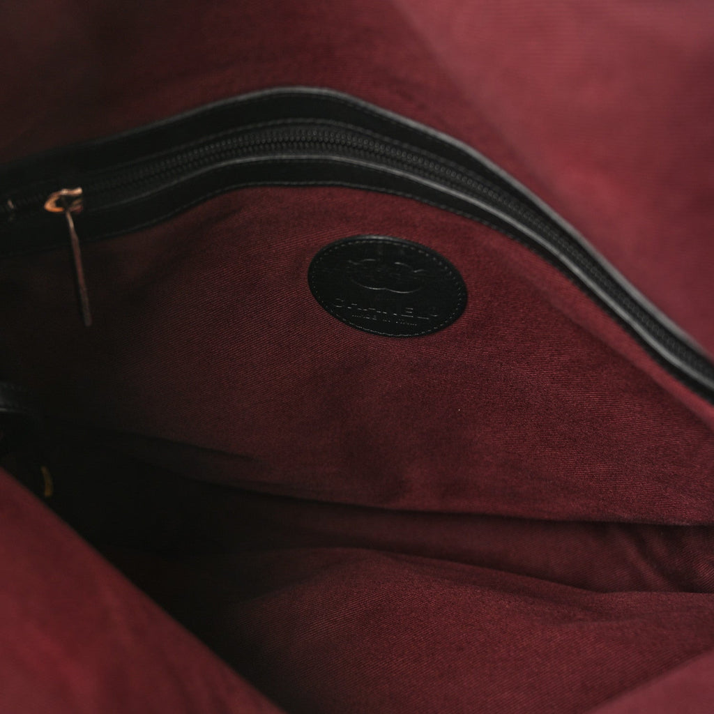 Chanel Coated Canvas Quilted Large Garment Travel Bag Black