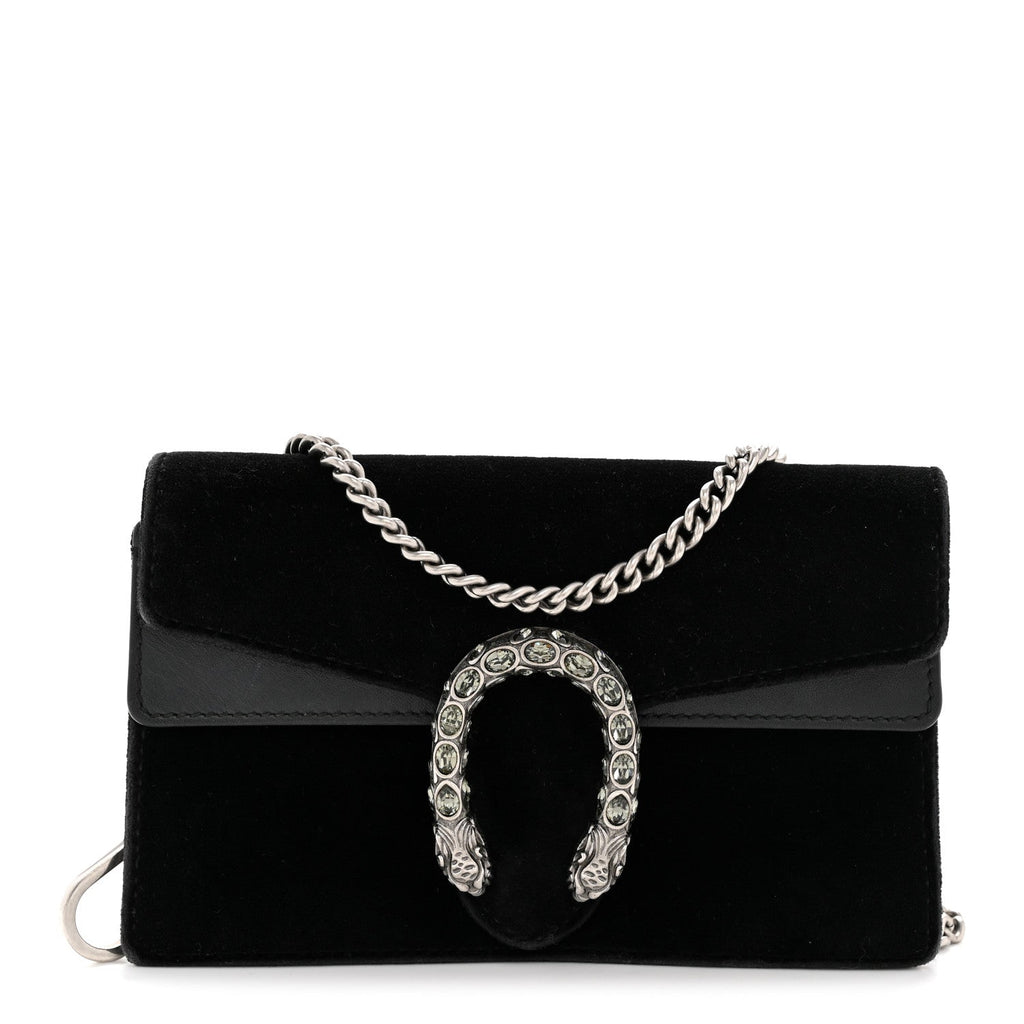 Gucci Velvet Super Mini Dionysus Shoulder Bag Black