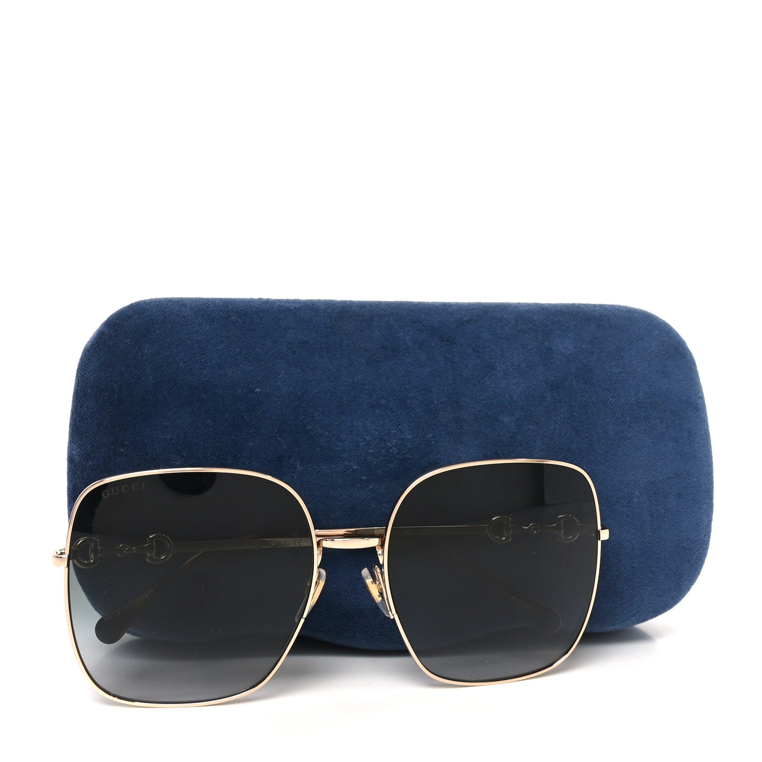 Gucci Metal Horsebit Square Sunglasses GG0879S Gold