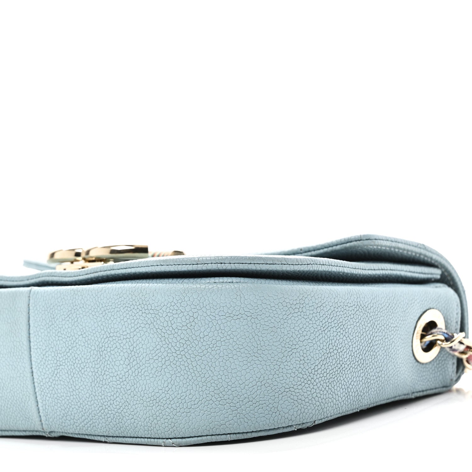 Chanel Grained Calfskin Quilted Small Cuba Top Handle Flap Blue