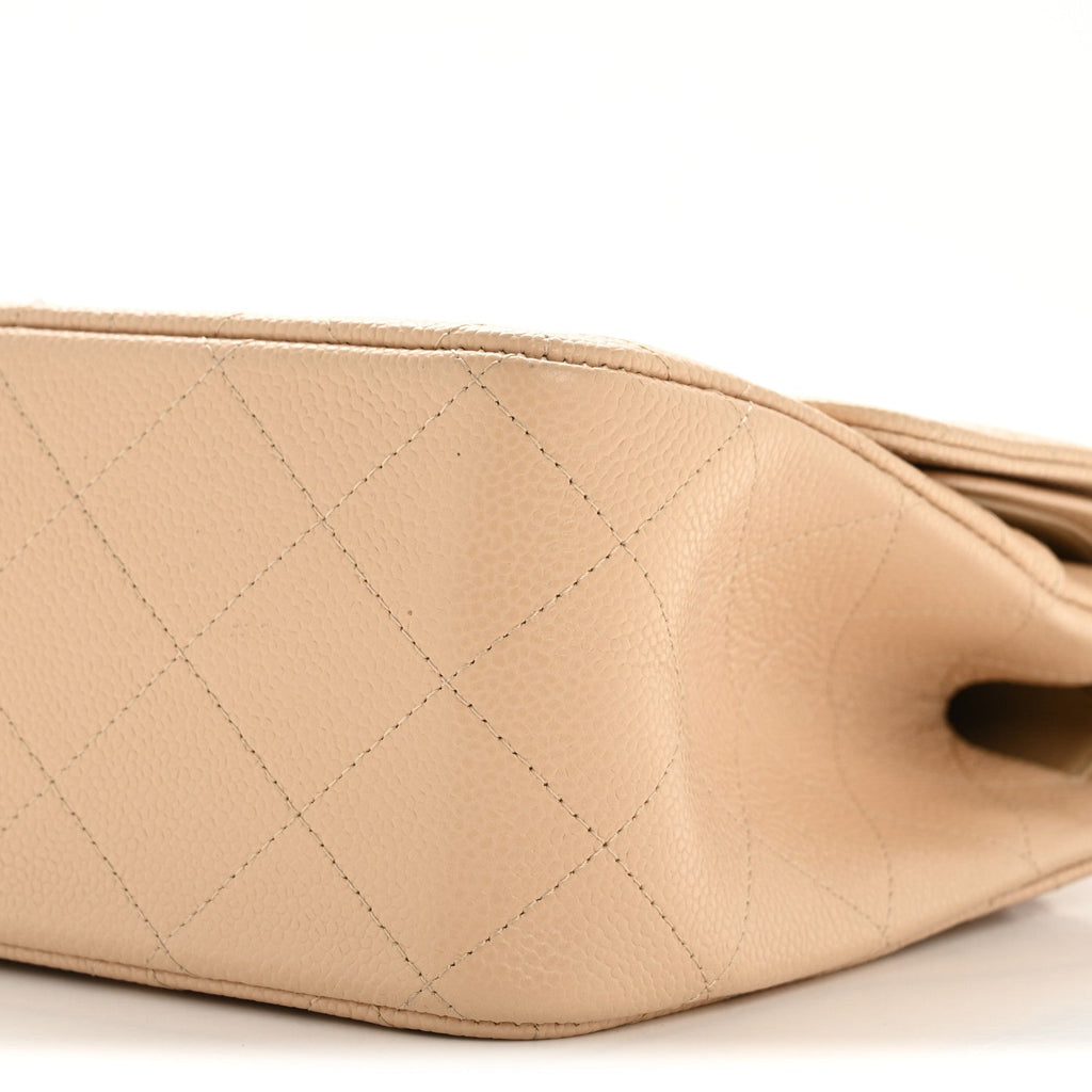 Chanel Caviar Quilted Jumbo Double Flap Beige Clair