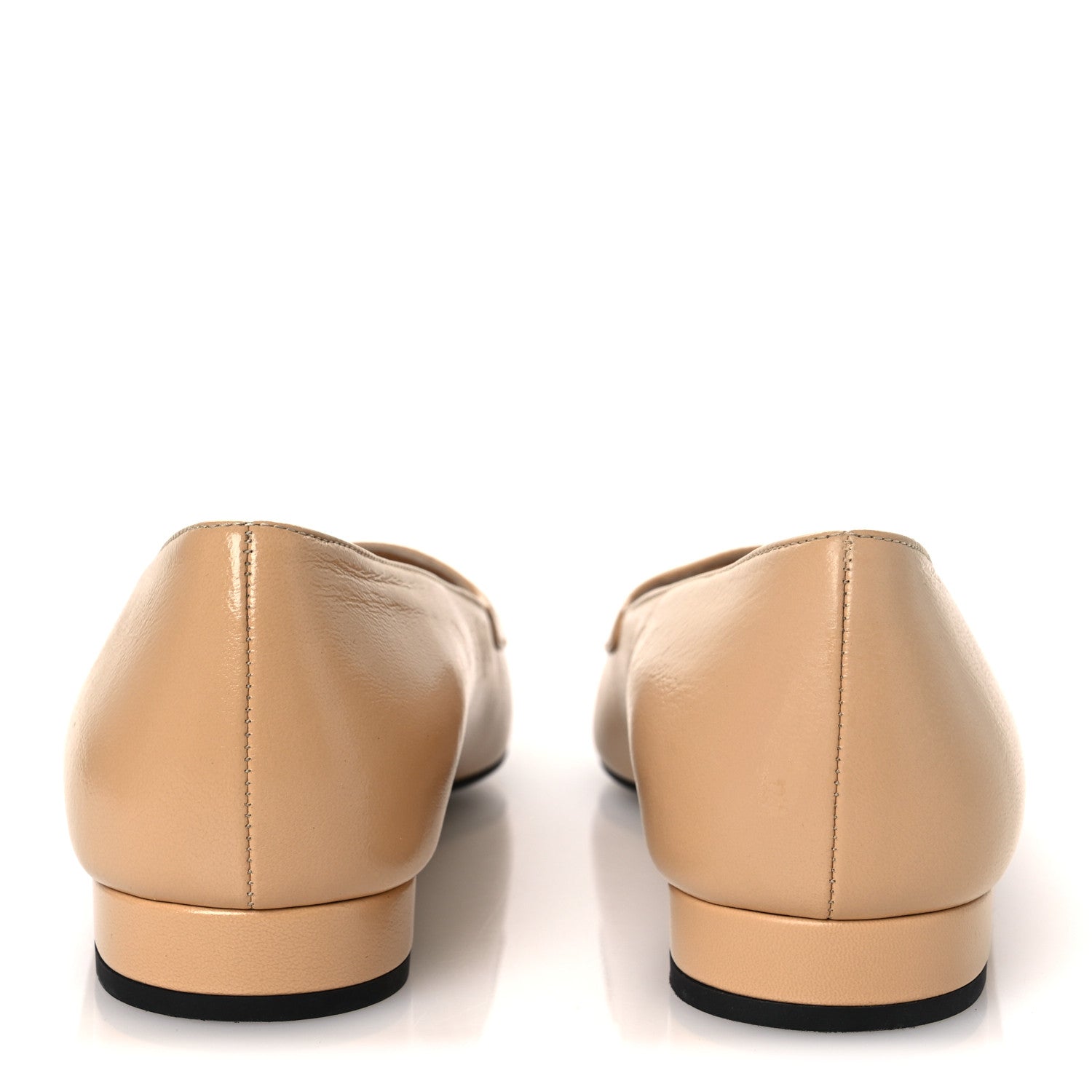 Lambskin Grosgrain Pointed Toe CC Ballet Flats 39 Beige Black