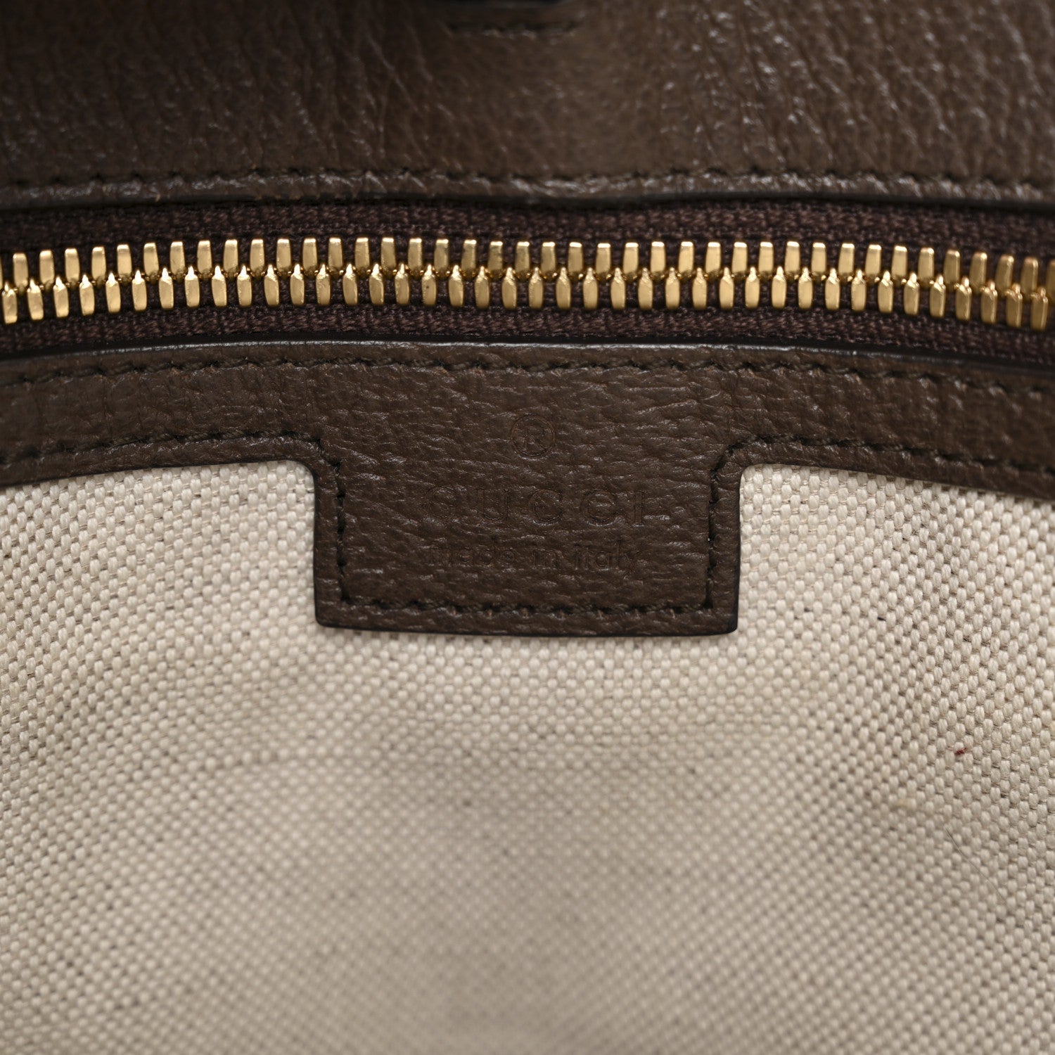 Gucci Monogram Jumbo GG Textured Dollar Calfskin Web Small Tote Bag Camel Ebony New Acero