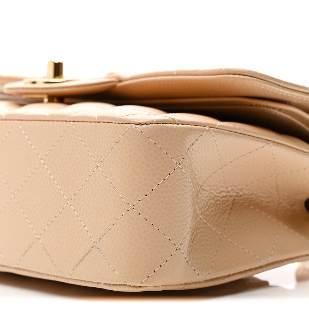 Chanel Caviar Quilted Small Double Flap Beige