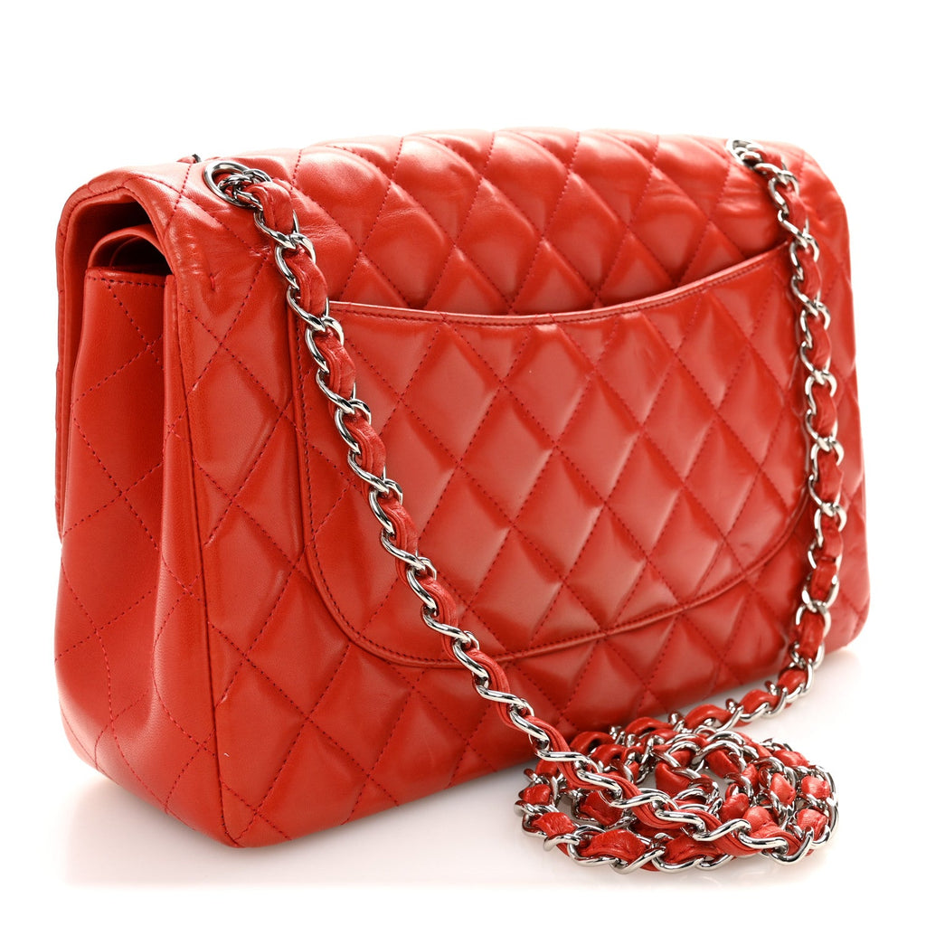 Chanel Lambskin Quilted Jumbo Double Flap Red