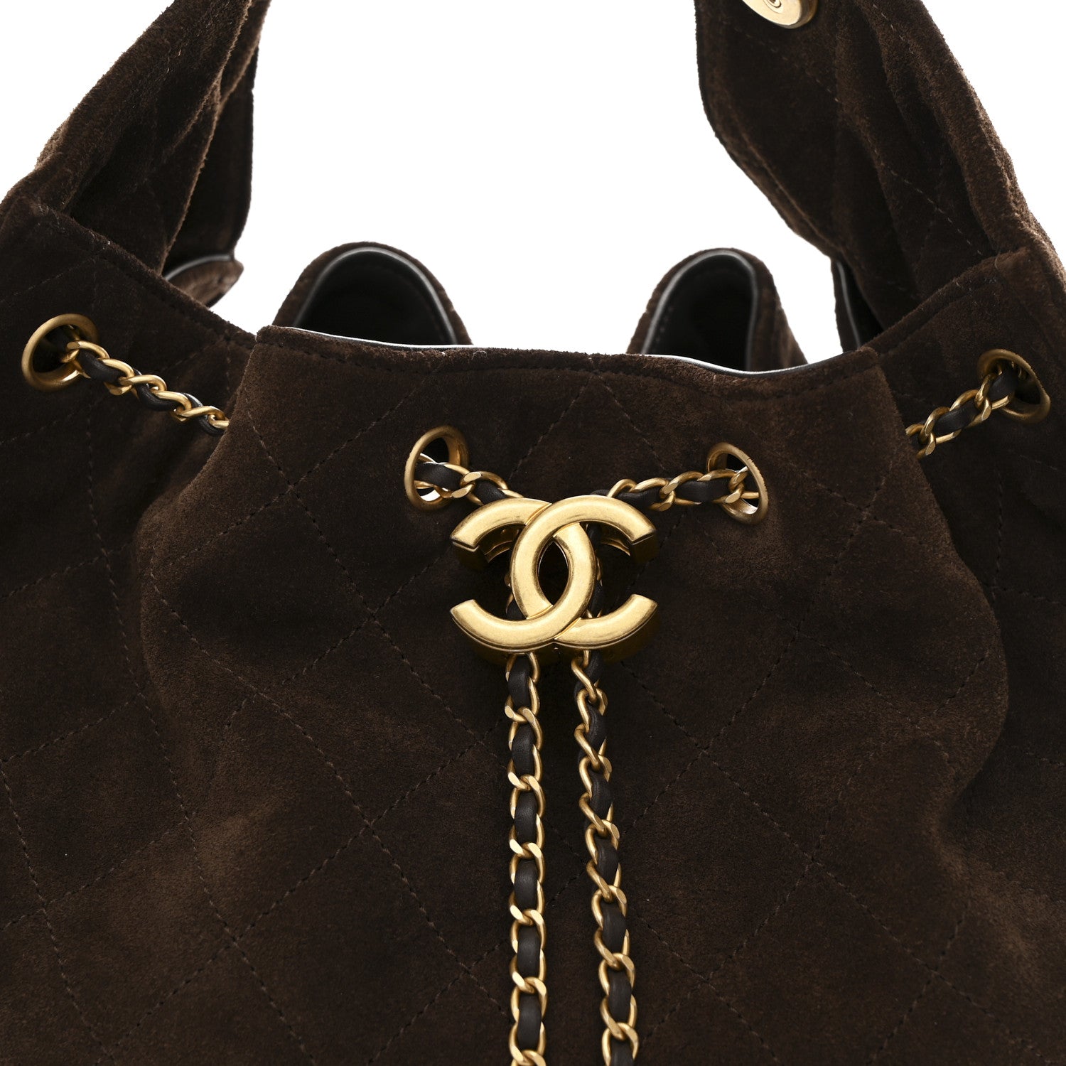 Chanel Suede Quilted Medium Chanel 25 Handbag Dark Brown