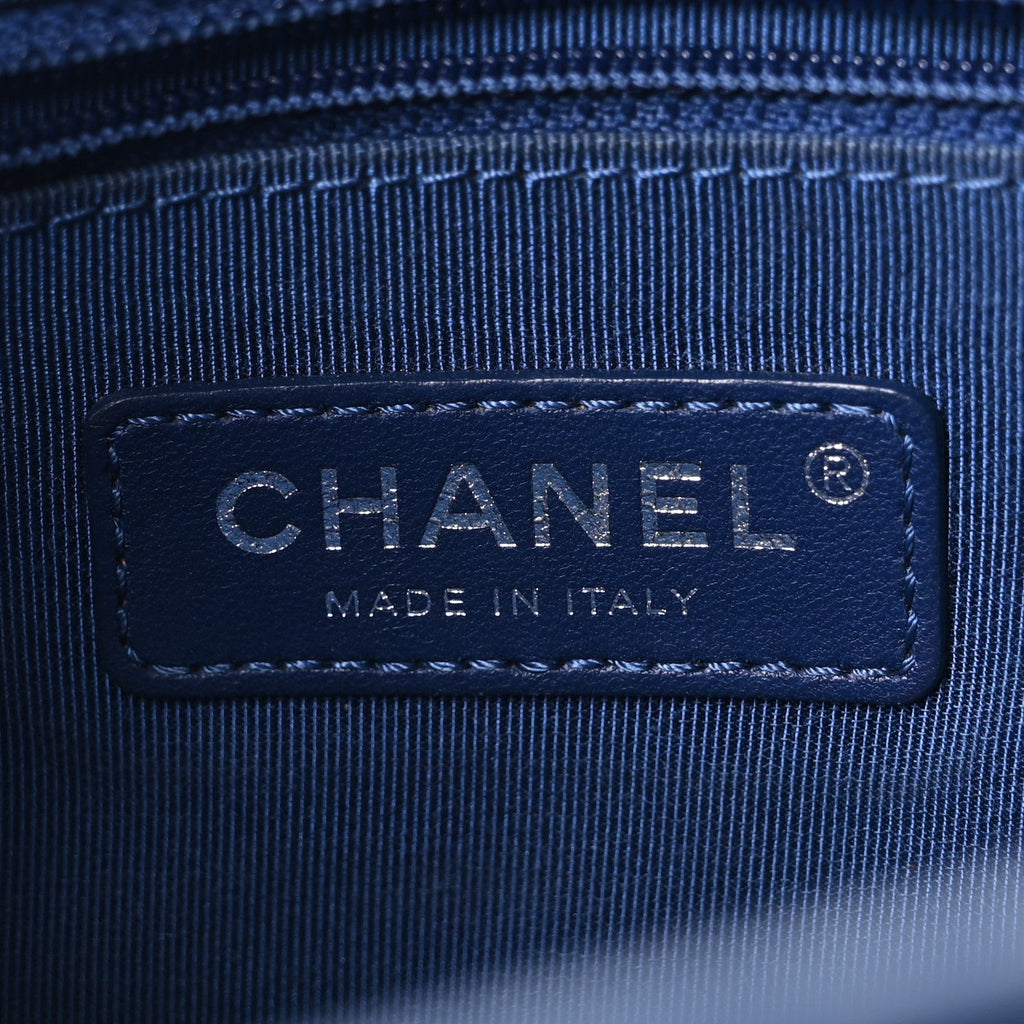 Chanel Patent Goatskin Quilted Medium Gabrielle Hobo Blue