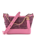 Chanel Tweed Calfskin Small Gabrielle Hobo Pink