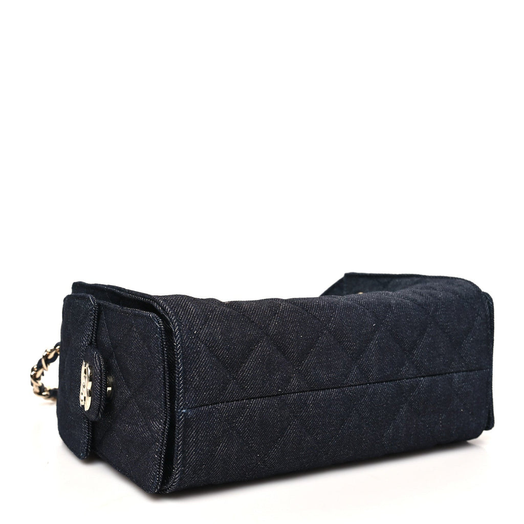 Chanel Denim Quilted Mini Chanel 25 Handbag Dark Blue