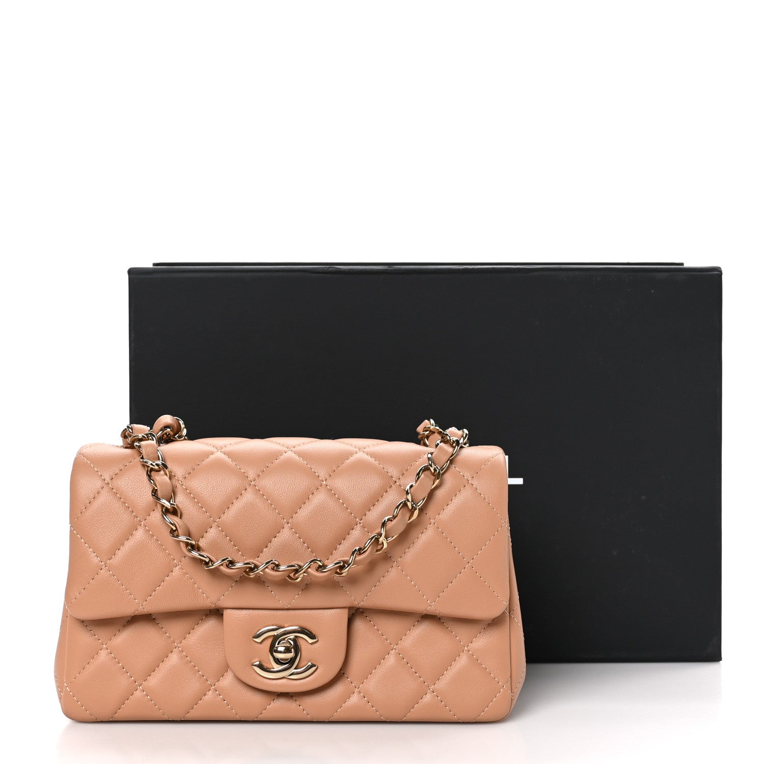 Chanel Lambskin Quilted Mini Rectangular Flap Brown