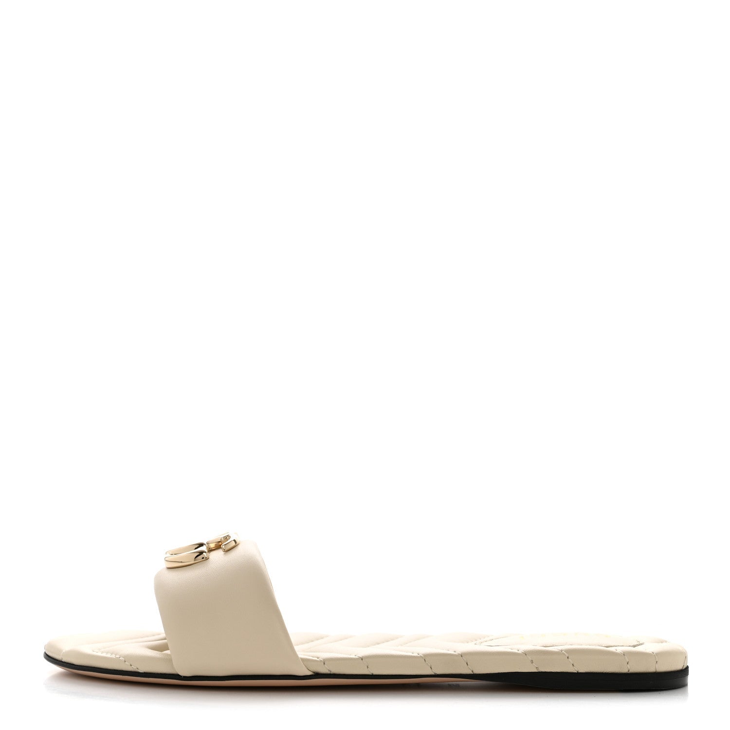 Gucci Nappa Matelasse GG Marmont Flat Slide Sandals 38 New Ivoire