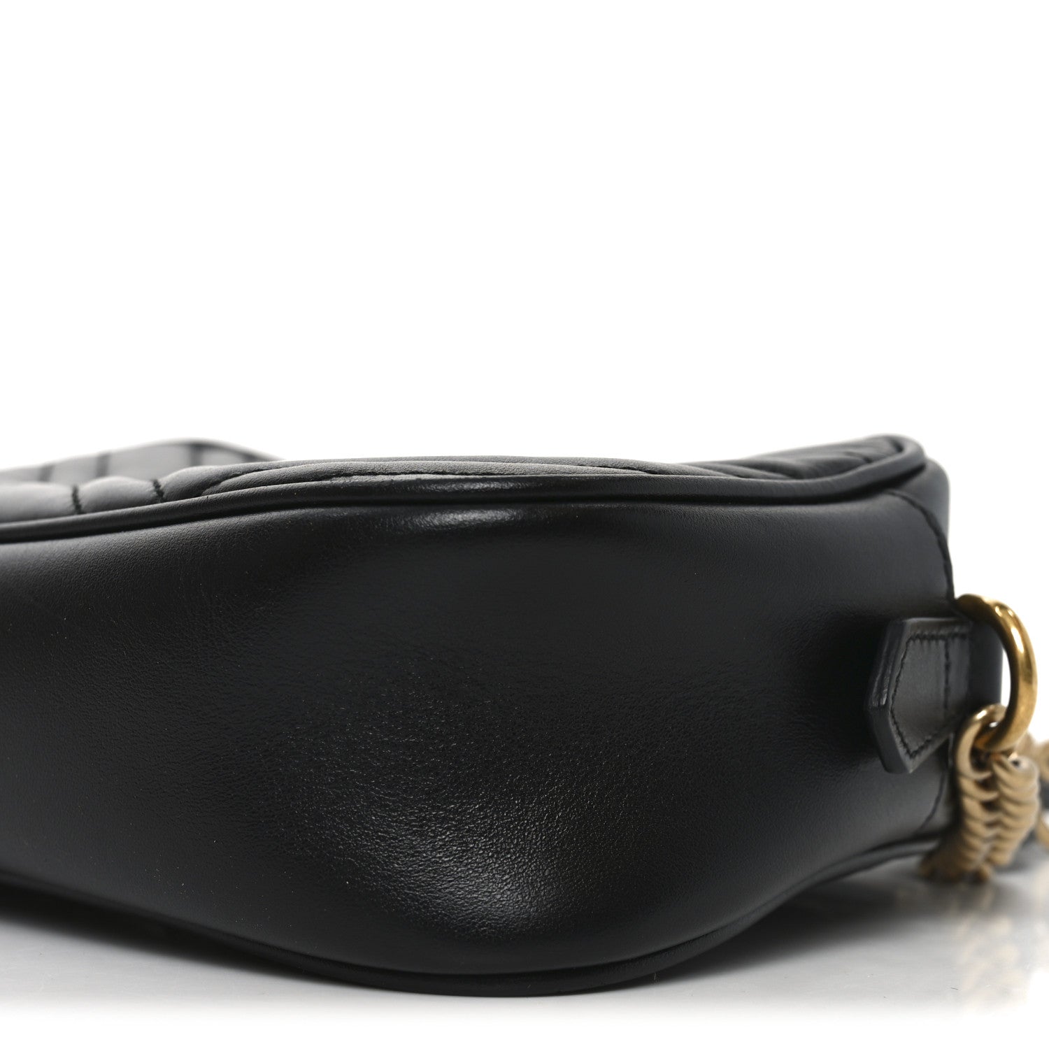 Gucci Calfskin Matelasse Small GG Marmont Chain Shoulder Bag Black