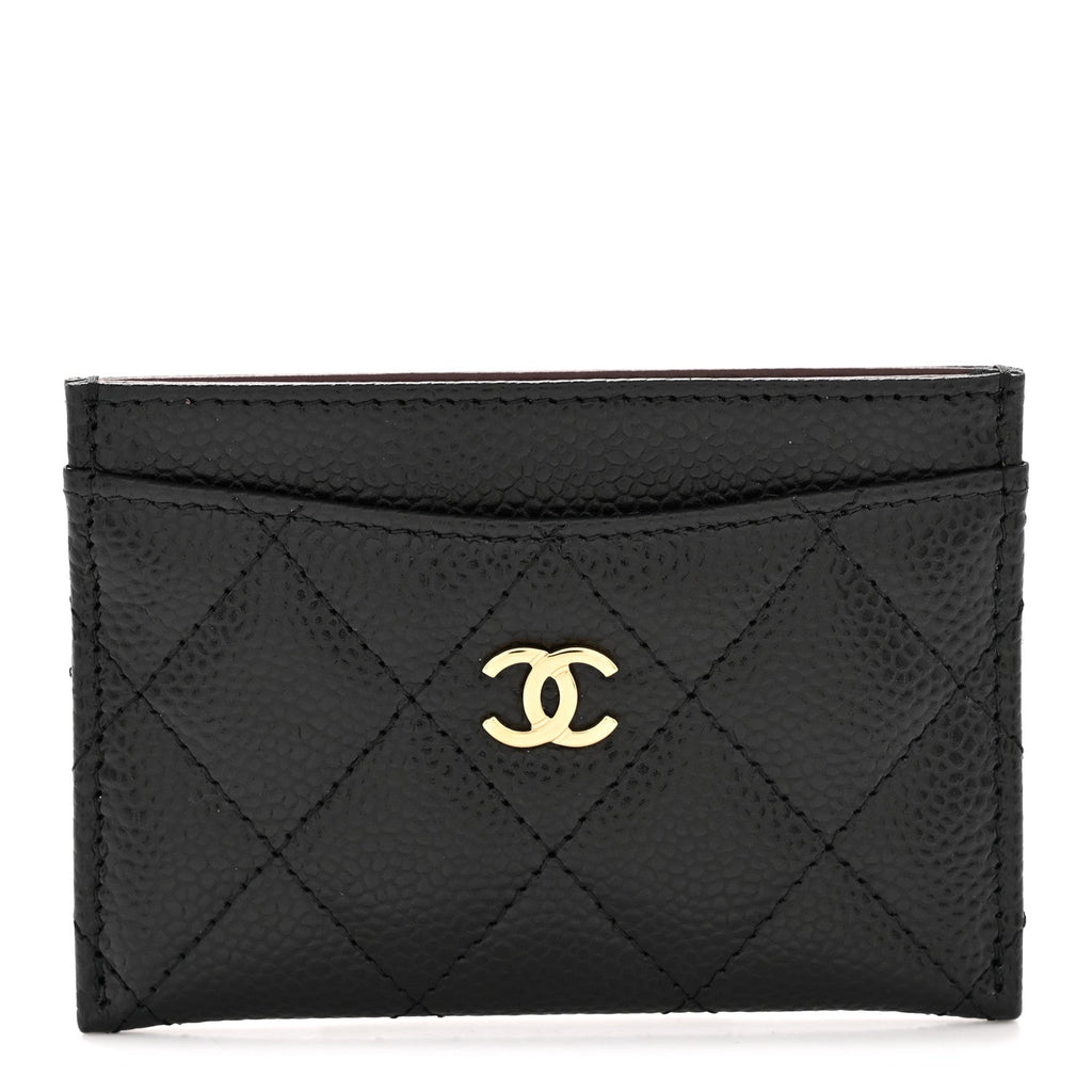 Caviar Quilted Card Holder Black