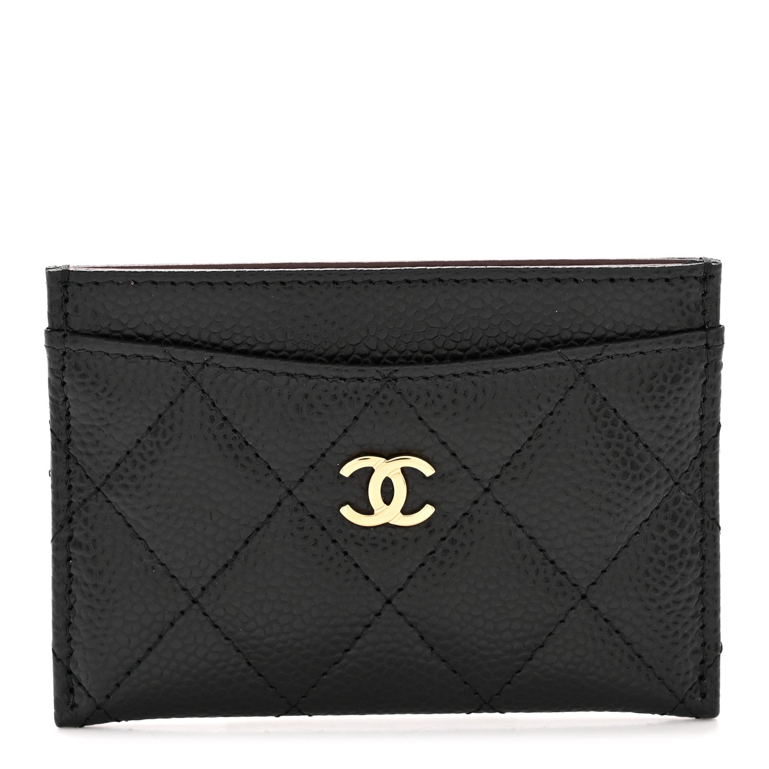Caviar Quilted Card Holder Black