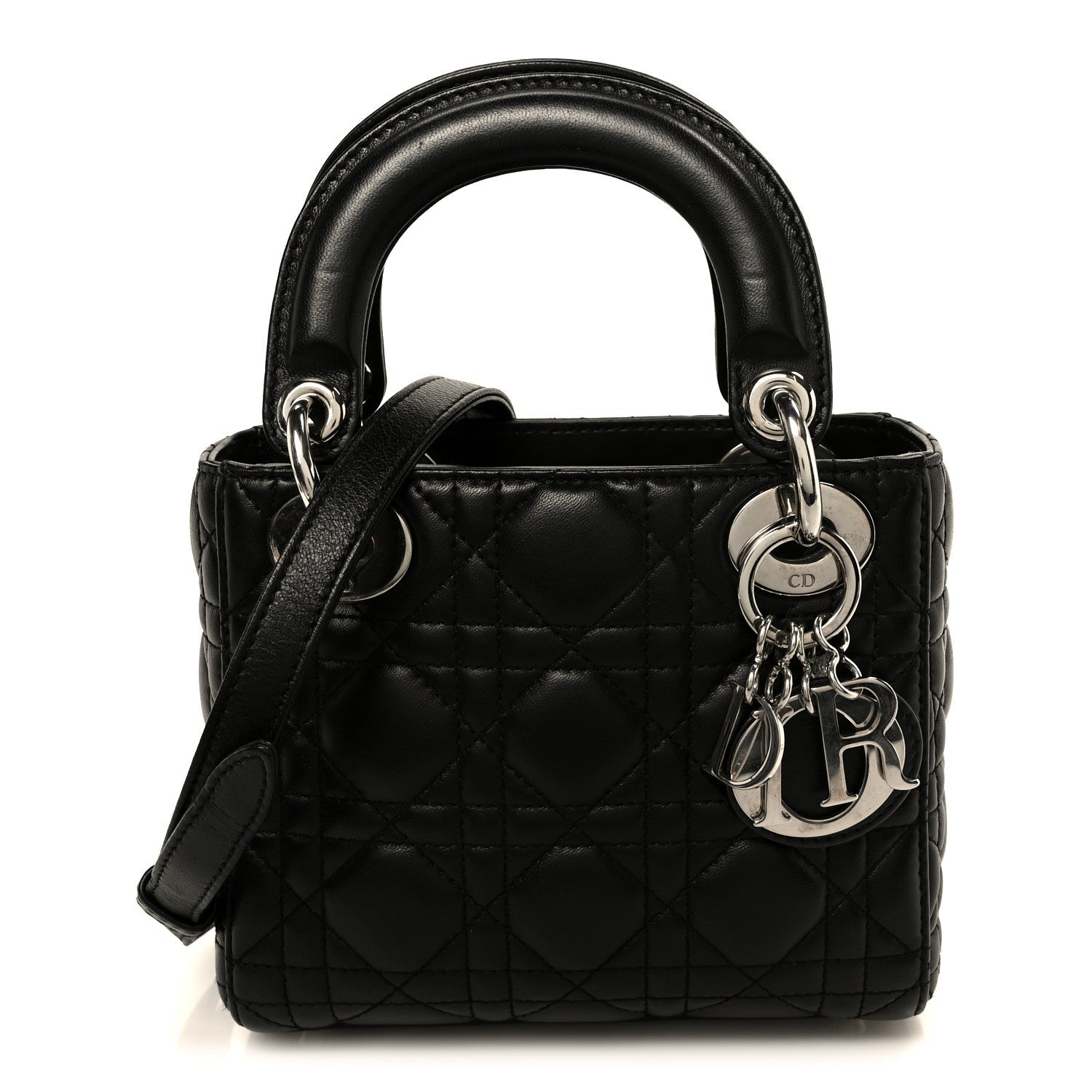 Christian Dior Lambskin Cannage Mini Lady Dior Black