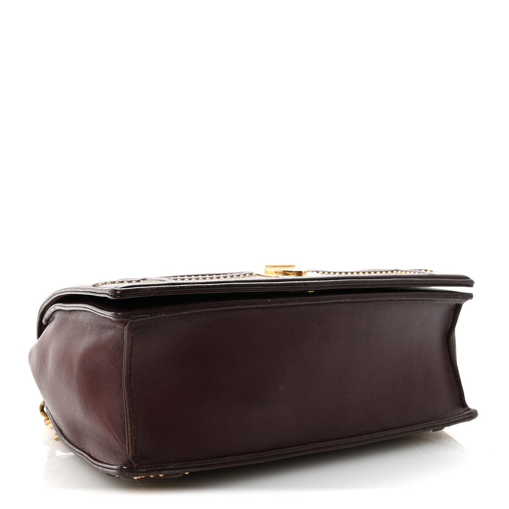 Christian Dior Lambskin Studded Medium Diorama Flap Bag Burgundy
