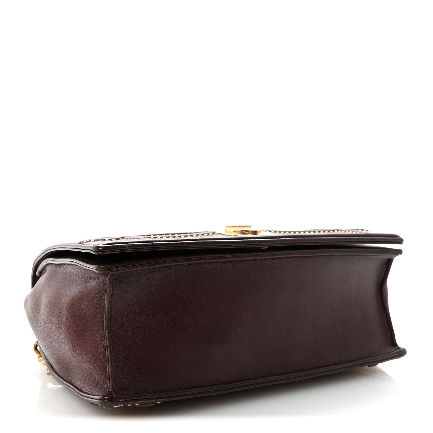 Christian Dior Lambskin Studded Medium Diorama Flap Bag Burgundy