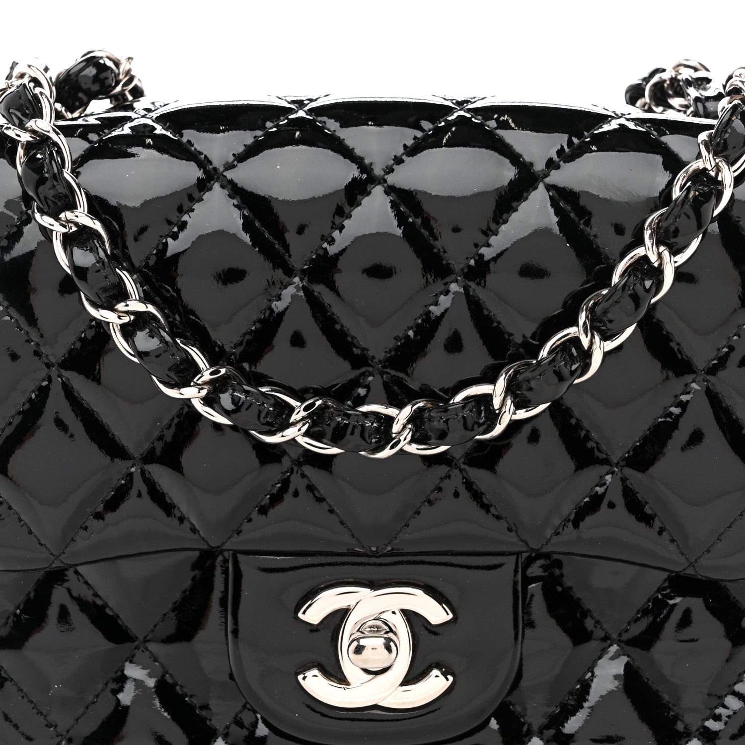 Chanel Patent Calfskin Quilted Mini Square Flap Black