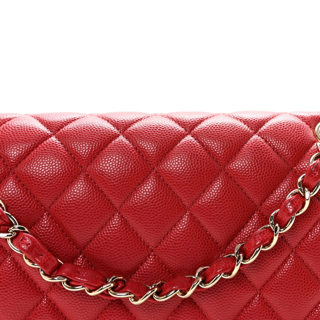 Chanel Caviar Quilted Medium Double Flap Red