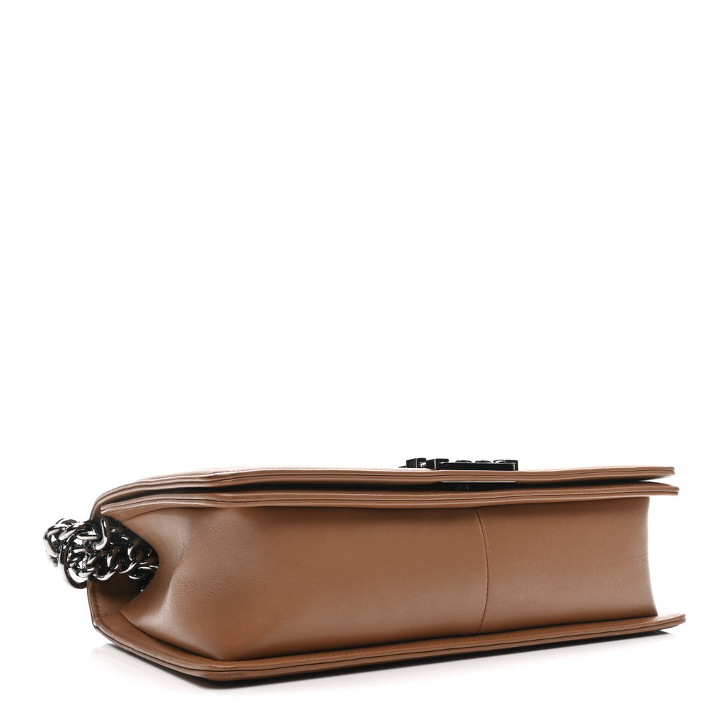 Chanel Calfskin Quilted New Medium Boy Flap Dark Beige