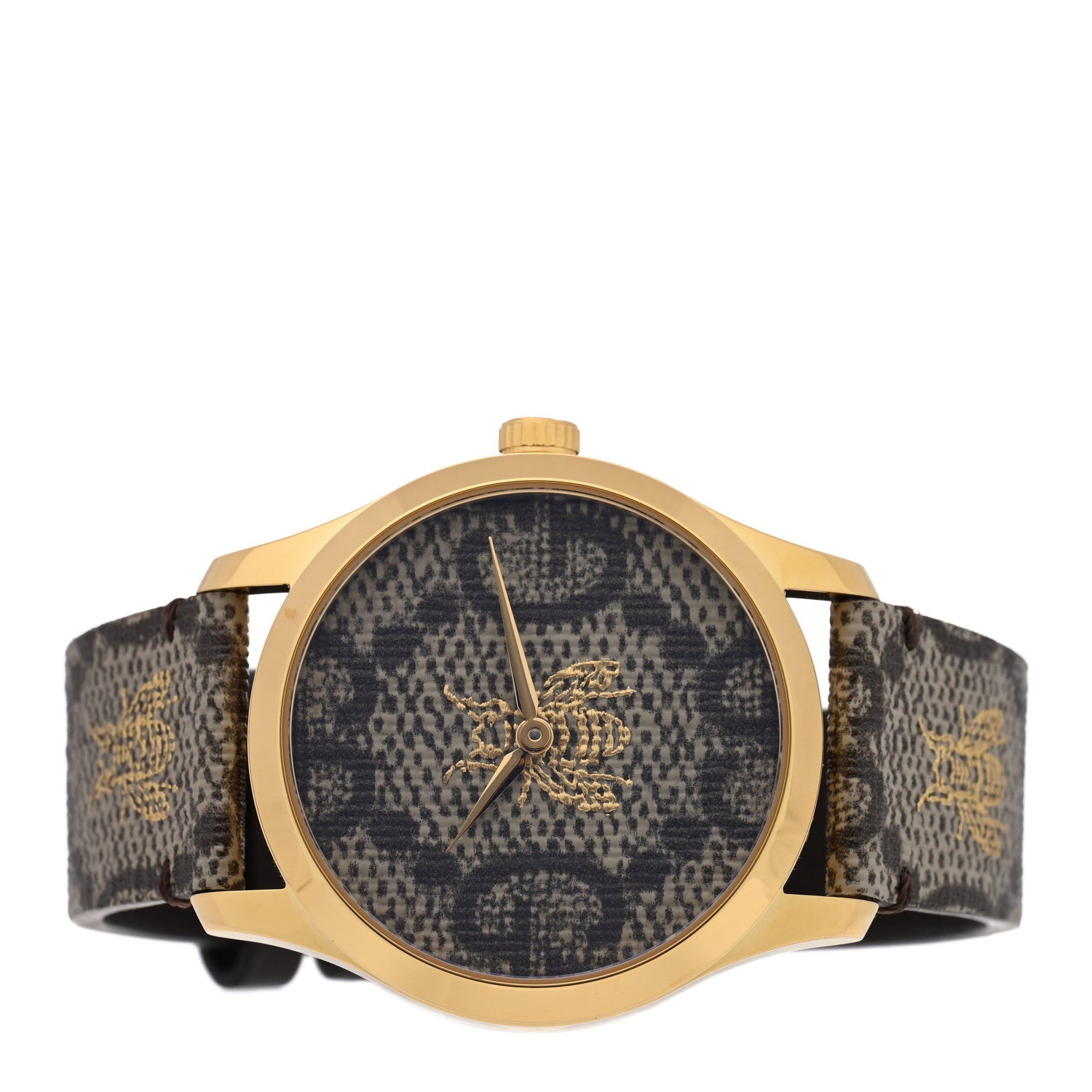Gucci Stainless Steel Canvas 38mm G-Timeless GG Supreme Bee Quartz Watch Brown