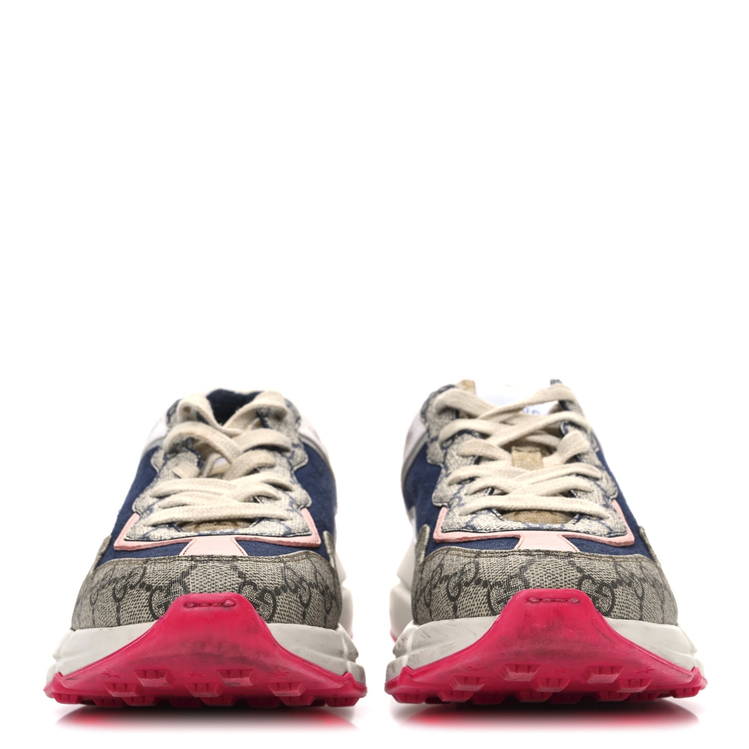 Gucci GG Supreme Monogram Mix Monogram Womens Rhyton Sneakers 36 London Blue Beige Pale Pink