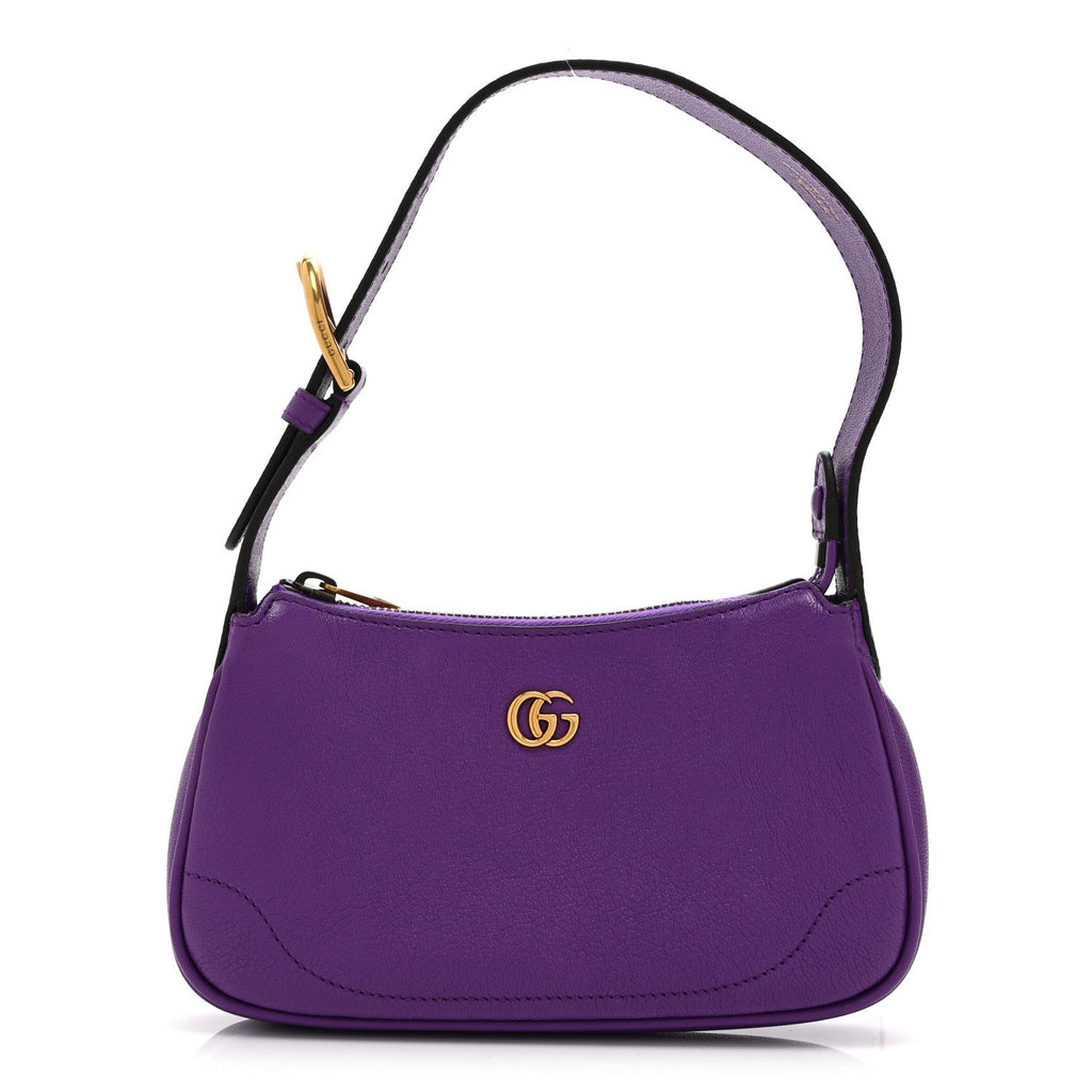 Gucci Goatskin Mini Aphrodite Shoulder Bag Shine Purple
