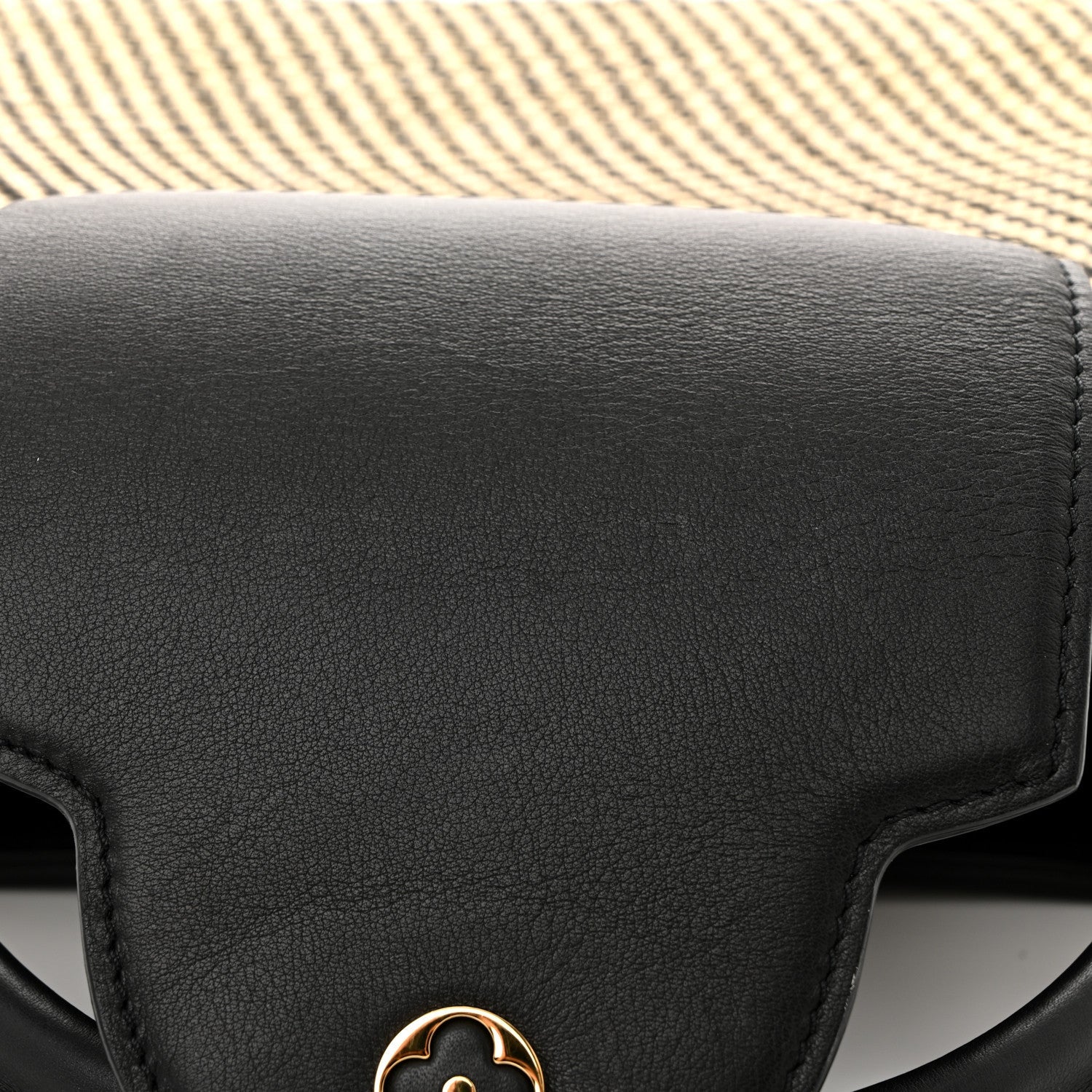 Louis Vuitton Raffia Calfskin Capucines MM Black Ecru