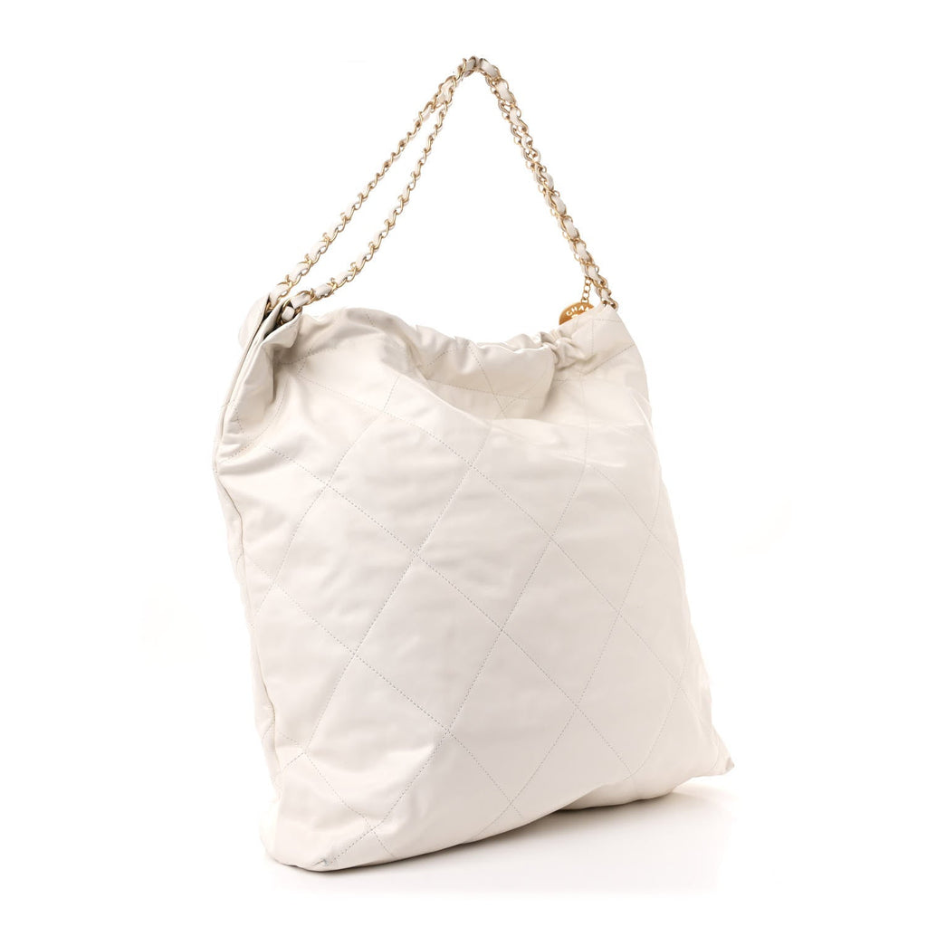 Chanel Shiny Calfskin Quilted Chanel 22 White Black