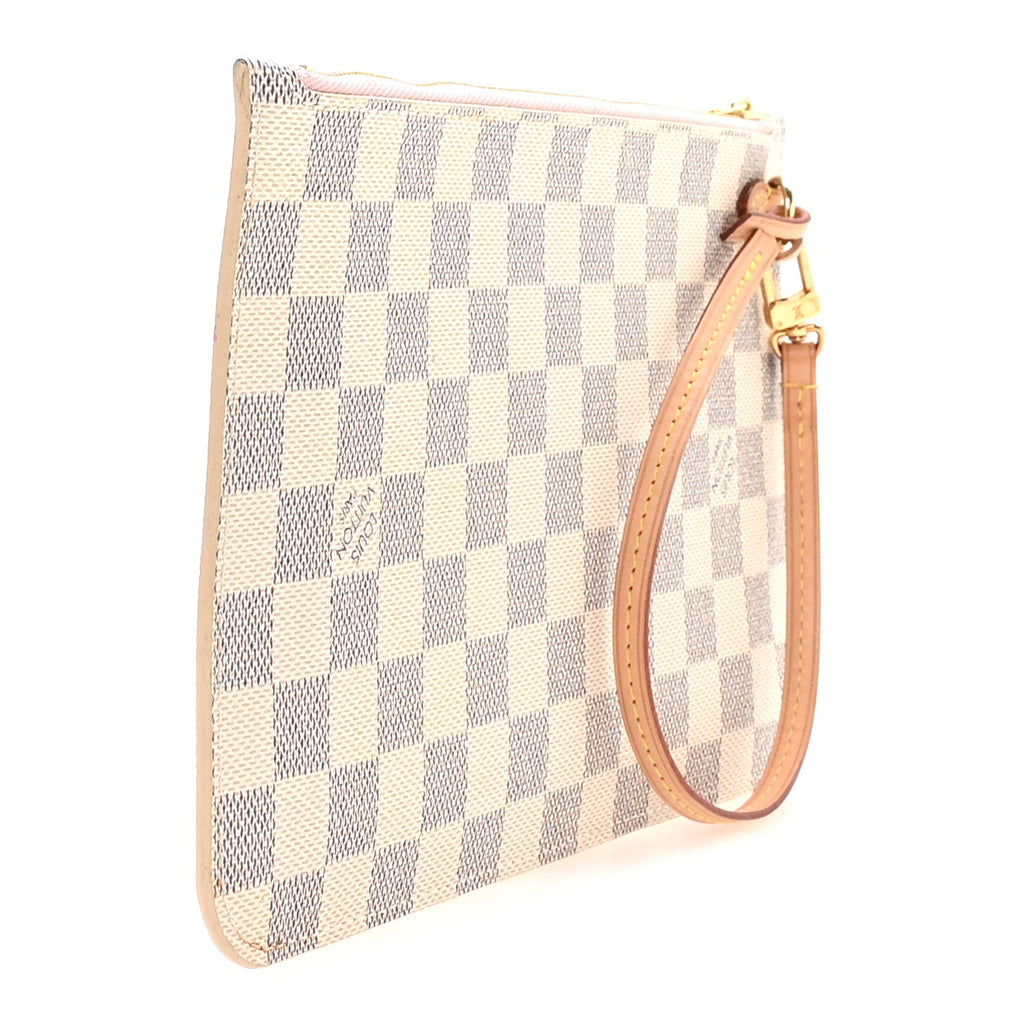 Louis Vuitton Damier Azur Neverfull MM GM Pochette Rose Ballerine