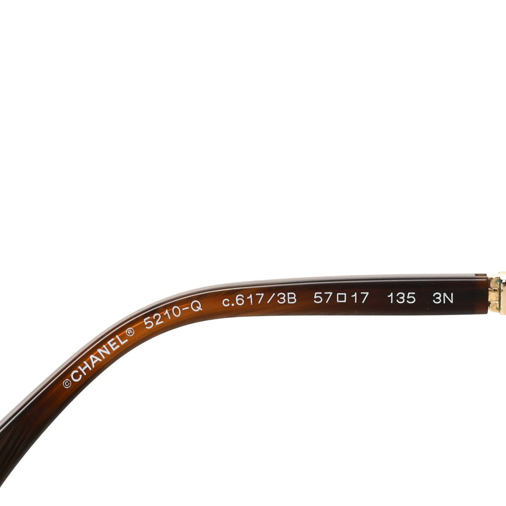 Acetate Metal Lambskin Chain Square Sunglasses 5210-Q Brown