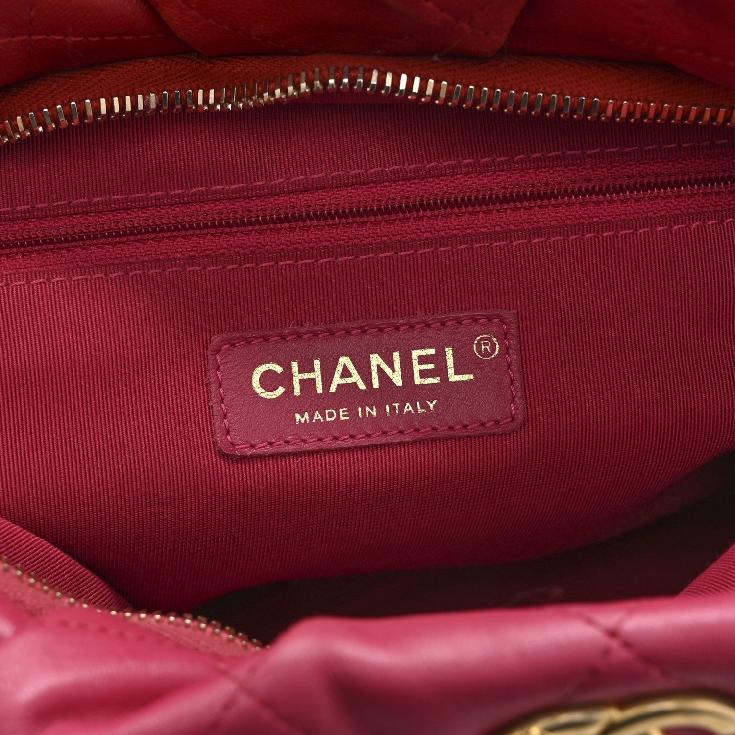 Chanel Calfskin Quilted Coco Shelter Bowling Bag Dark Pink Red