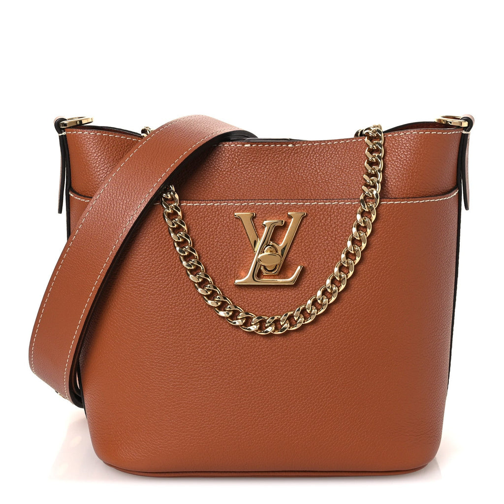 Louis Vuitton Calfskin Lock and Walk Bucket Cognac