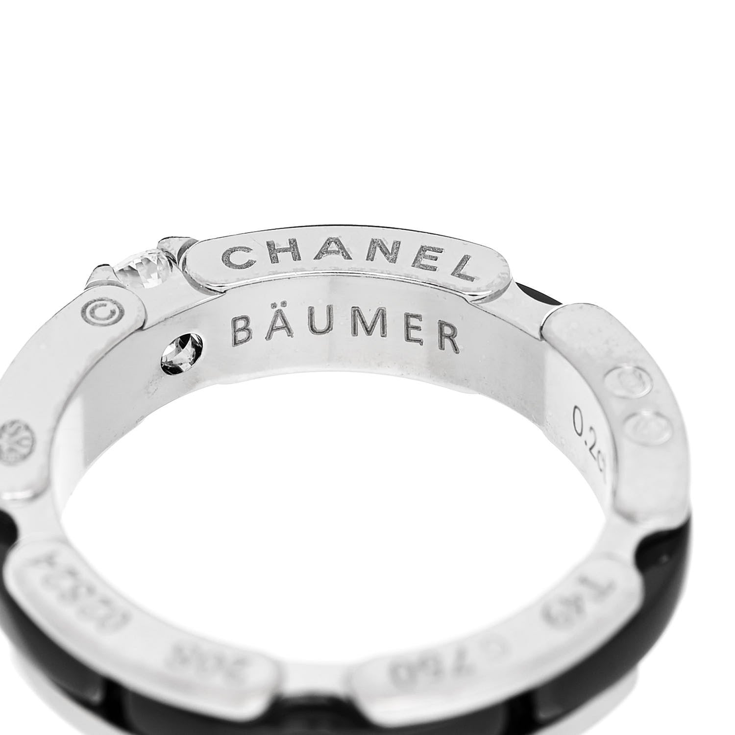 18K White Gold Ceramic Diamond Slim Ultra Ring 49 4.75