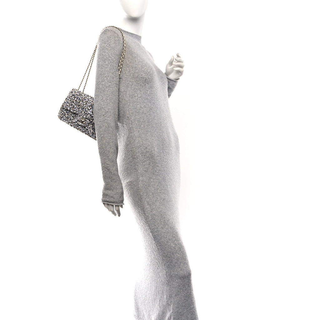 Chanel Sequin Mini Flap Gray Black White Pearly White