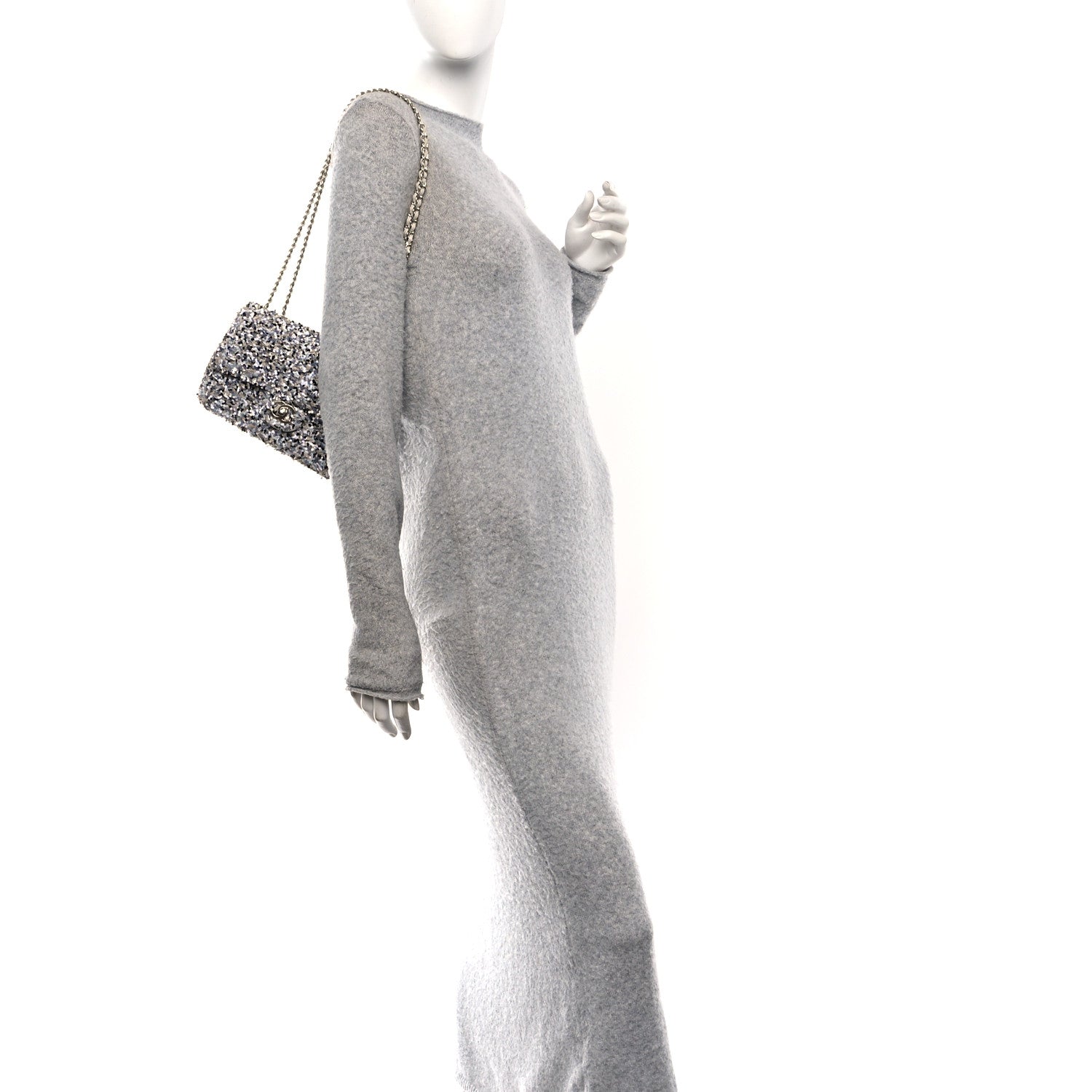 Chanel Sequin Mini Flap Gray Black White Pearly White