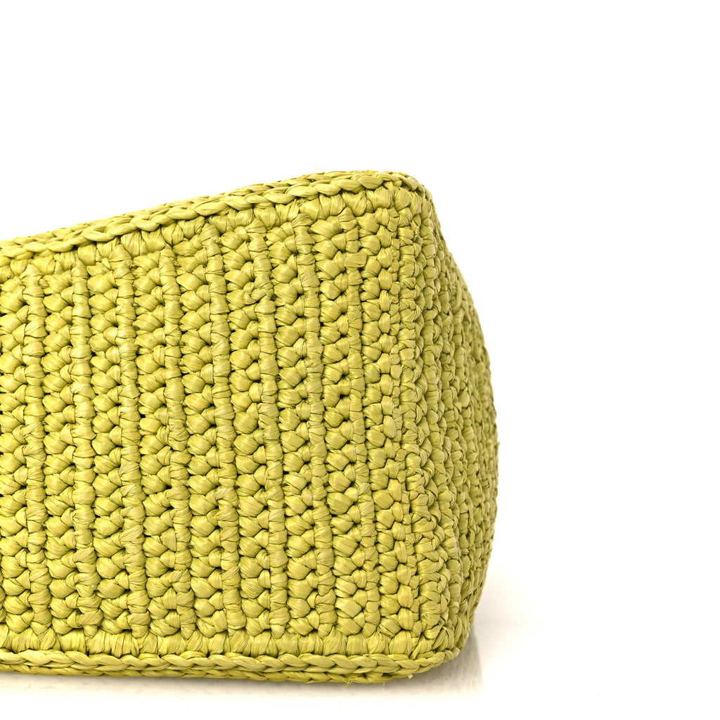 Prada Yarn Raffia Effect Crochet Triangle Shoulder Bag Giallo