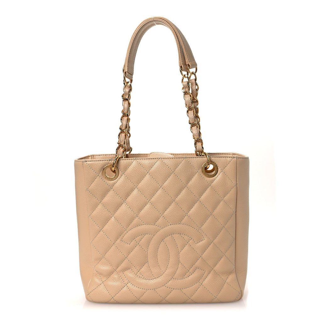 Chanel Caviar Quilted Petit Shopping Tote PST Beige Clair