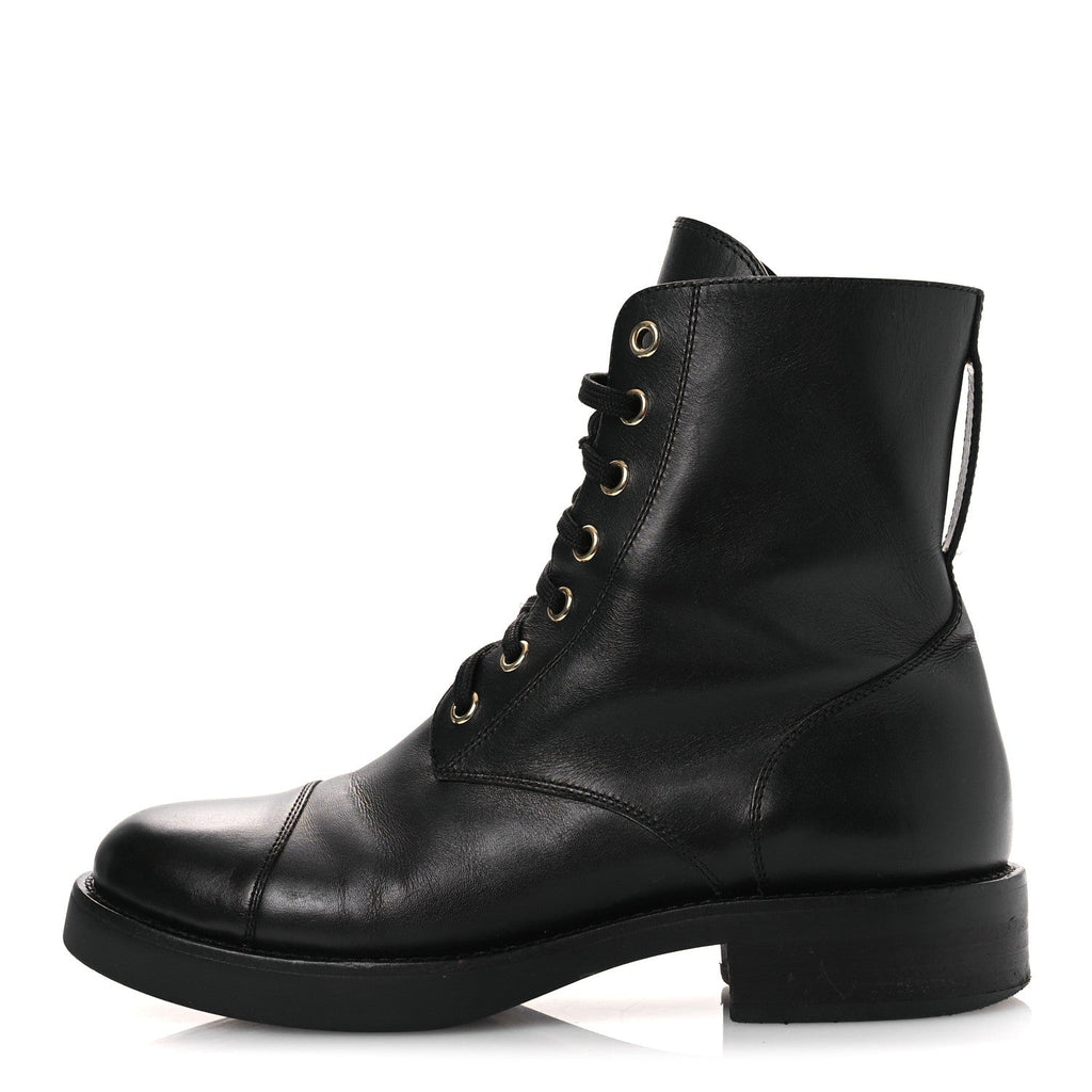 Louis Vuitton Calfskin Flat Ranger Boots 36.5 Black