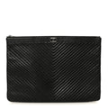 Lambskin Chevron Large Boy Zip Pouch Black