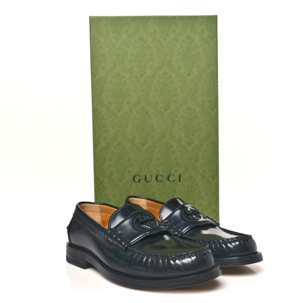 Gucci Millennial Ribot Cut Out Interlocking G Loafers 35.5 Black