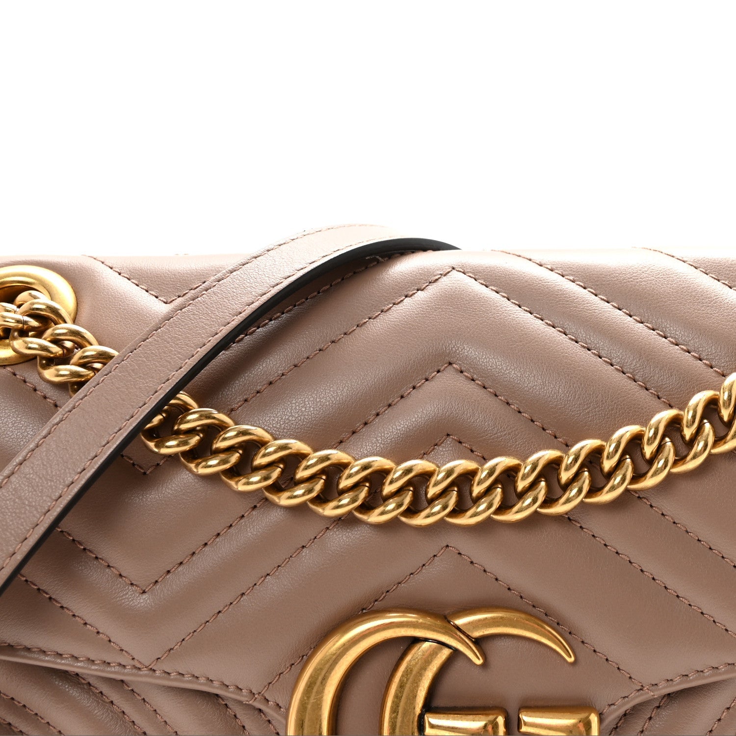 Gucci Calfskin Matelasse Small GG Marmont Shoulder Bag Porcelain Rose
